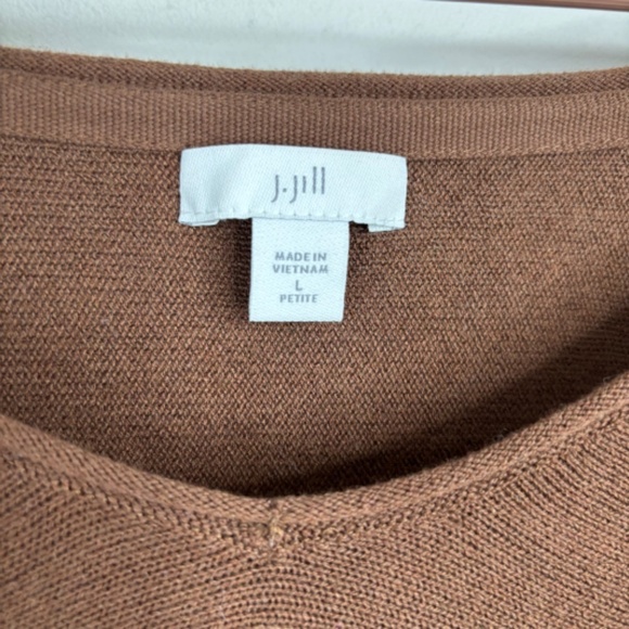 J Jill Fringe Tunic Sweater LP Chocolate Brown Boho Equestrian Western Old Money - Picture 7 of 12